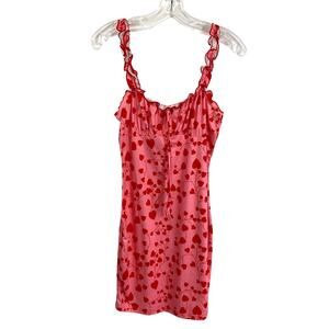 Valentine's Day Mini Dress All Over Heart Print Red and Pink M